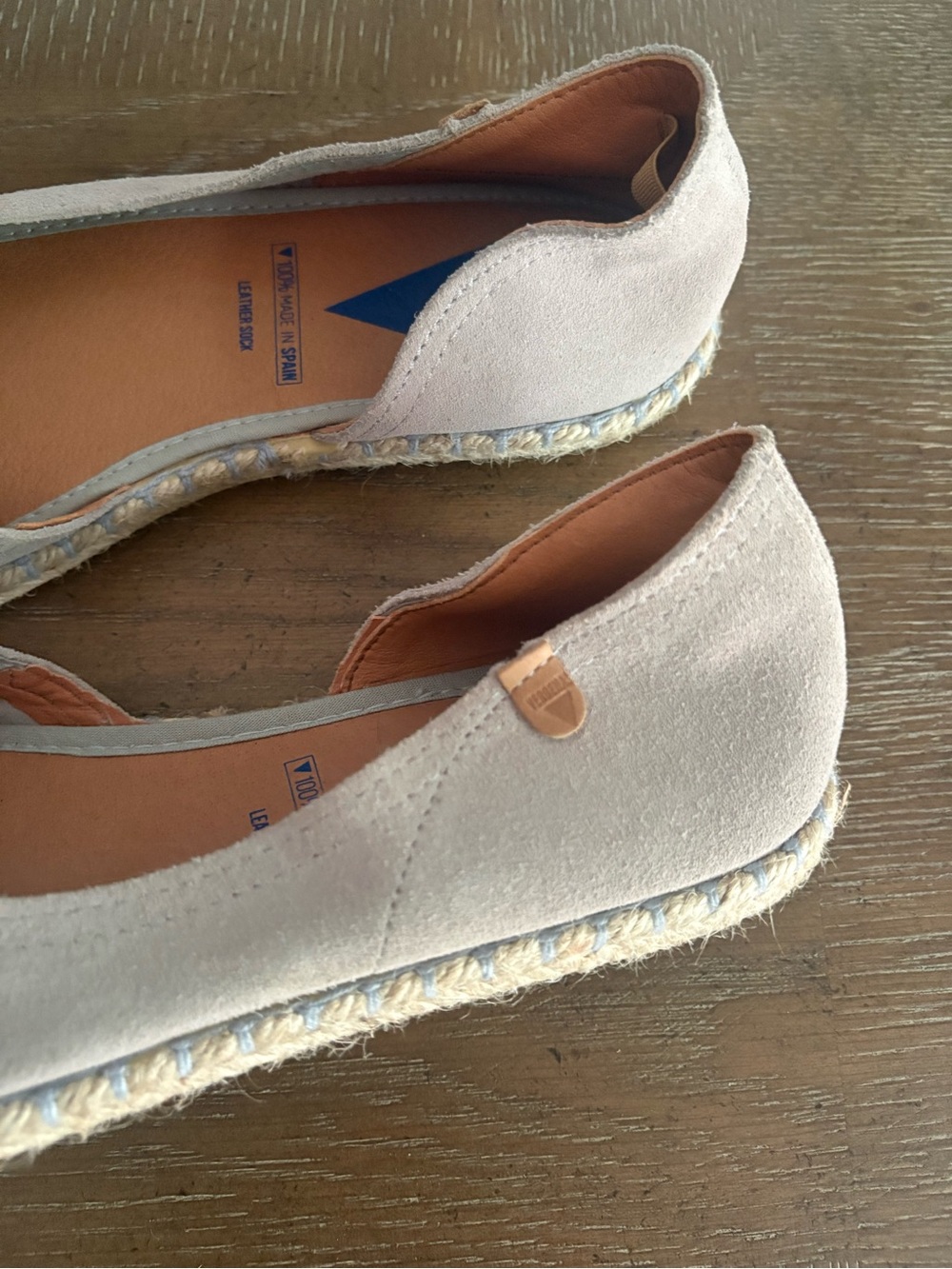 Verbenas Cruz Gray Suede Leather Espadrille Peep-toe Flats - Picture 5 of 7